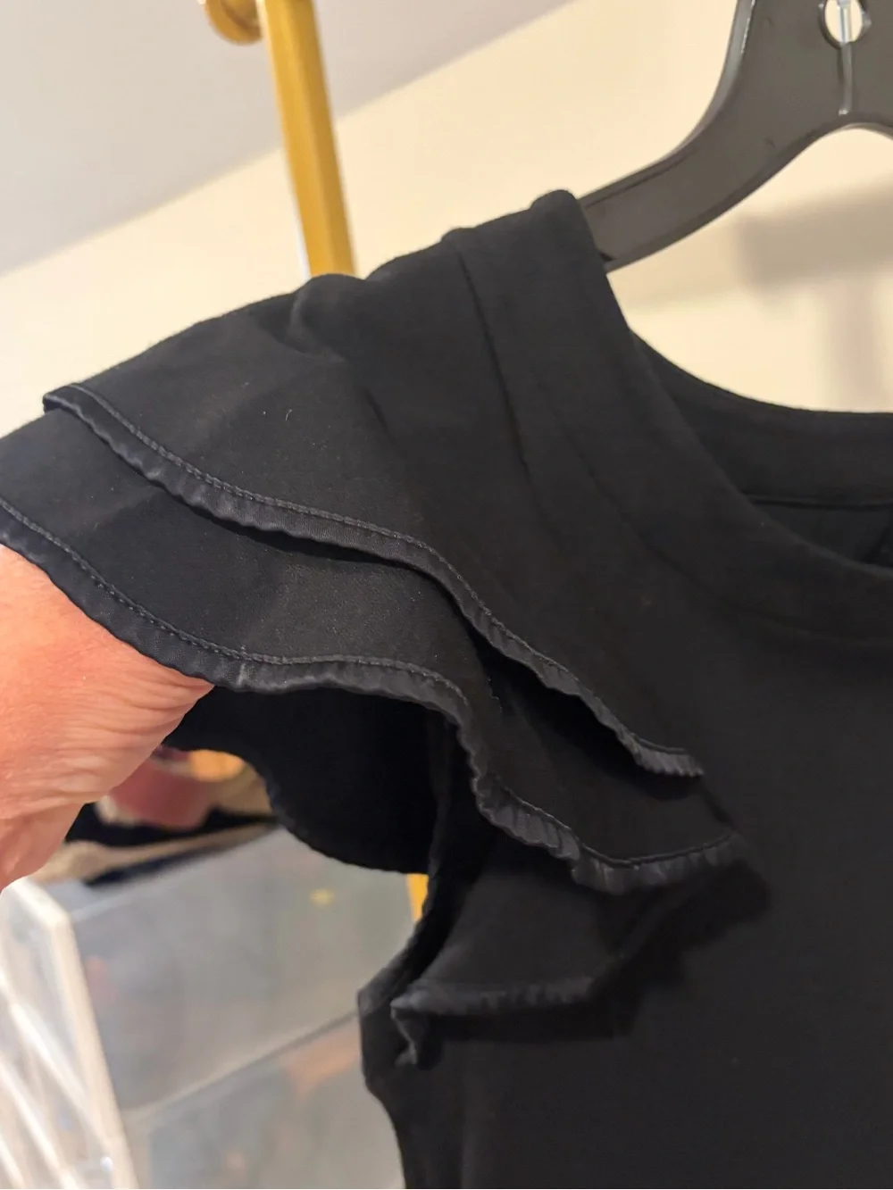 French Connection Black Ruffle Sleeve Top - Picture 3 of 4